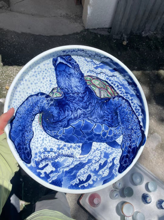 Large-size Turtle decorative porcelain plate（customized）