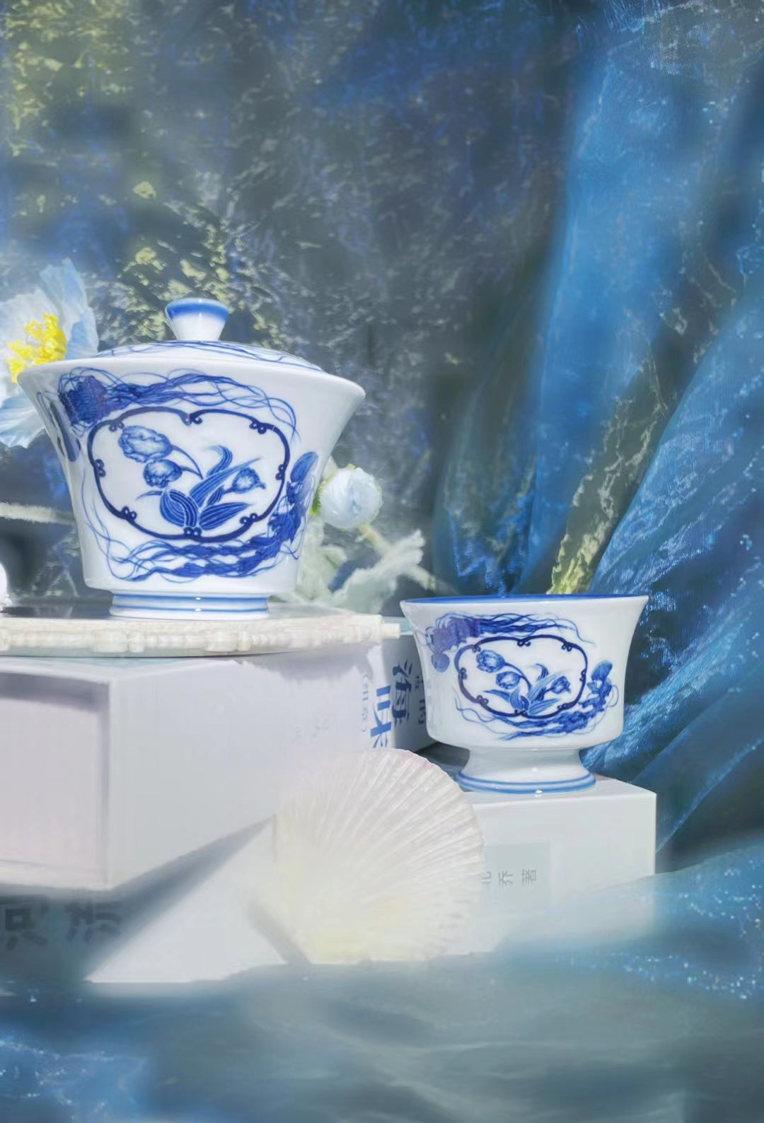 Jellyfish and flowers Chinese tea cup set（customized）